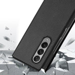 Custodia in pelle di giunzione antiurto in PU all-inclusive pieghevole con struttura in fibra di carbonio, For Samsung Galaxy Z Fold3 5G