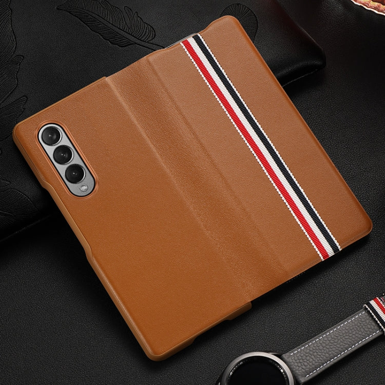 Custodia in pelle di giunzione pieghevole antiurto in pelle bovina, For Samsung Galaxy Z Fold3 5G