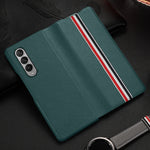 Custodia in pelle di giunzione pieghevole antiurto in pelle bovina, For Samsung Galaxy Z Fold3 5G