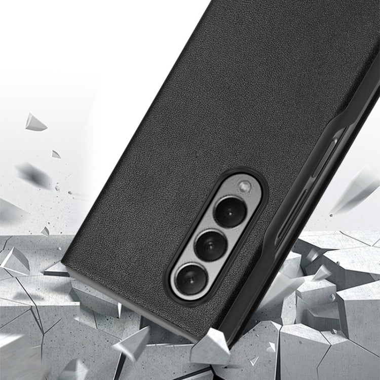 Custodia in pelle di giunzione pieghevole antiurto in pelle bovina, For Samsung Galaxy Z Fold3 5G