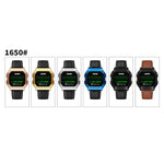 SKMEI 1650 Orologio elettronico con display digitale LED versione cinturino in pelle con pulsante luminoso touch, Leather Strap Version