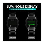 SKMEI 1650 Orologio elettronico con display digitale LED versione cinturino in pelle con pulsante luminoso touch, Leather Strap Version