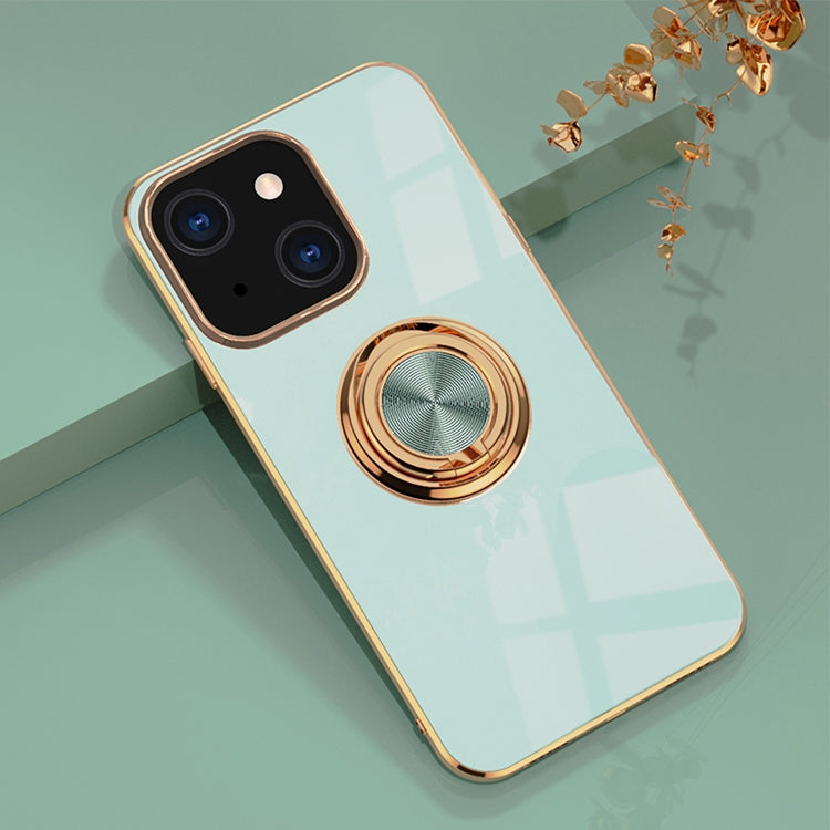 Custodia protettiva in silicone a copertura totale galvanica 6D con supporto per anello magnetico, For iPhone 13 mini, For iPhone 13, For iPhone 13 Pro, For iPhone 13 Pro Max