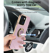 Custodia protettiva in silicone a copertura totale galvanica 6D con supporto per anello magnetico, For iPhone 13 mini, For iPhone 13, For iPhone 13 Pro, For iPhone 13 Pro Max
