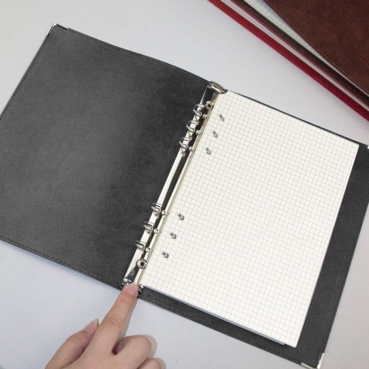 Quaderno A5 a fogli mobili in ecopelle, Checkered Core, Blank Inner Core, Cornell Horizontal Wire Inner Core, Cornell Checkered Core