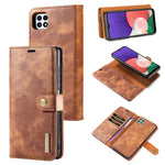 DG.MING Crazy Horse Texture Flip Custodia in pelle magnetica staccabile con supporto e slot per schede e portafoglio, For Samsung Galaxy A22 5G