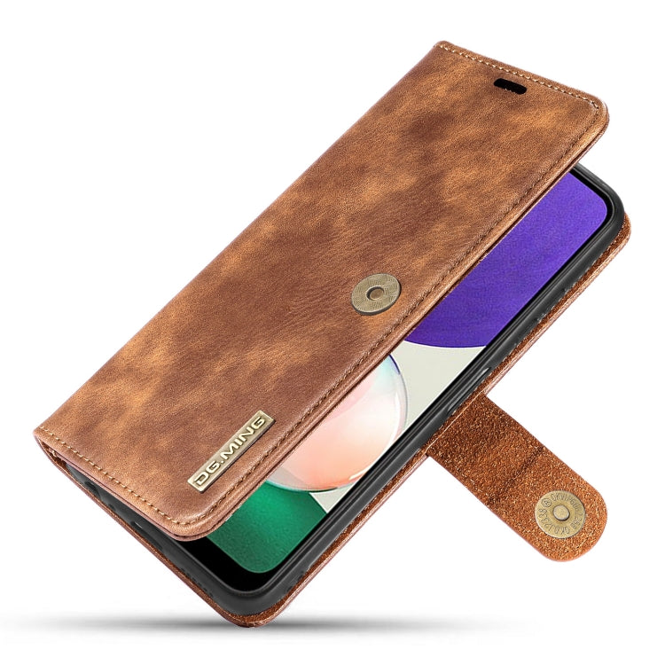 DG.MING Crazy Horse Texture Flip Custodia in pelle magnetica staccabile con supporto e slot per schede e portafoglio, For Samsung Galaxy A22 5G