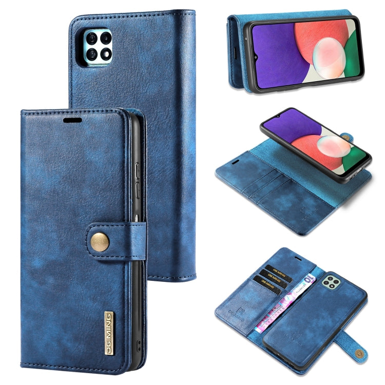 DG.MING Crazy Horse Texture Flip Custodia in pelle magnetica staccabile con supporto e slot per schede e portafoglio, For Samsung Galaxy A22 5G