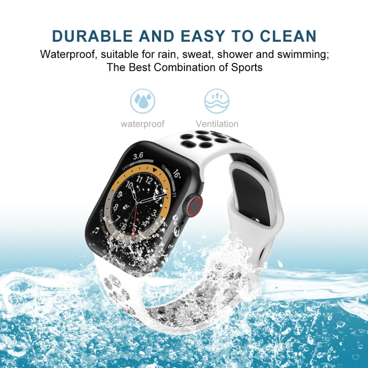 Cinturino di ricambio in silicone a 8 fibbie bicolore per Apple Watch Series, 7 41mm / 6 & SE & 5 & 4 40mm / 3 & 2 & 1 38mm, 7 45mm / 6 & SE & 5 & 4 44mm / 3 & 2 & 1 42mm
