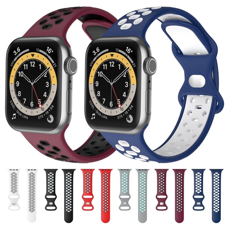 Cinturino di ricambio in silicone a 8 fibbie bicolore per Apple Watch Series, 7 41mm / 6 & SE & 5 & 4 40mm / 3 & 2 & 1 38mm, 7 45mm / 6 & SE & 5 & 4 44mm / 3 & 2 & 1 42mm