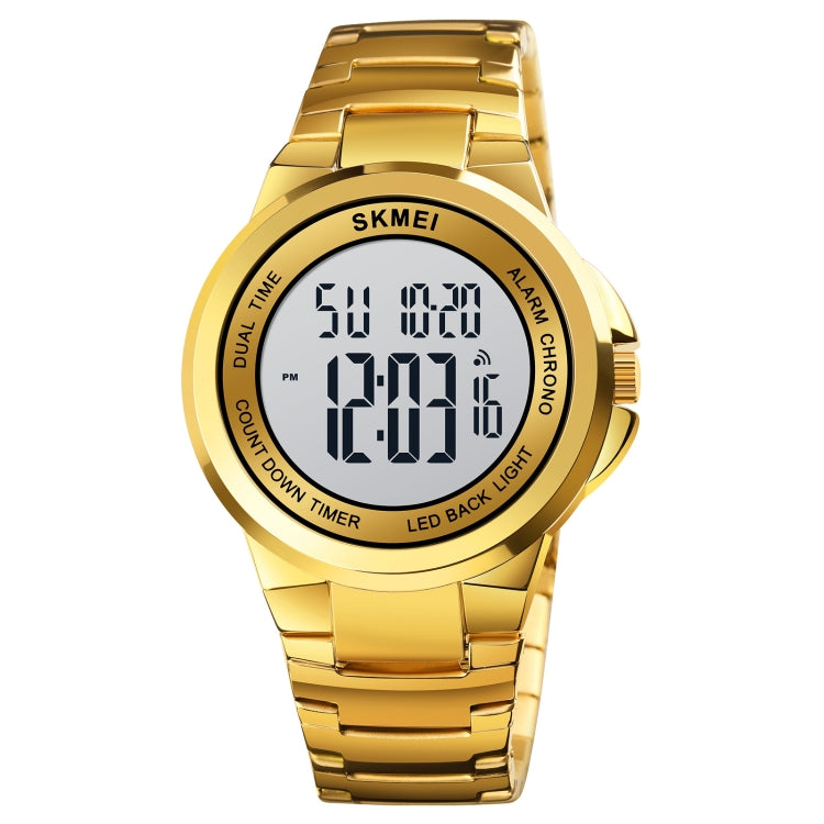 SKMEI 1712 Orologio elettronico con cinturino in acciaio inossidabile luminoso con display digitale a LED Dual Time