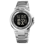 SKMEI 1712 Orologio elettronico con cinturino in acciaio inossidabile luminoso con display digitale a LED Dual Time