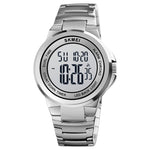 SKMEI 1712 Orologio elettronico con cinturino in acciaio inossidabile luminoso con display digitale a LED Dual Time