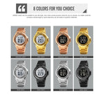 SKMEI 1712 Orologio elettronico con cinturino in acciaio inossidabile luminoso con display digitale a LED Dual Time