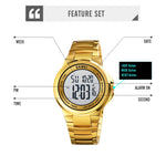 SKMEI 1712 Orologio elettronico con cinturino in acciaio inossidabile luminoso con display digitale a LED Dual Time