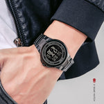 SKMEI 1712 Orologio elettronico con cinturino in acciaio inossidabile luminoso con display digitale a LED Dual Time
