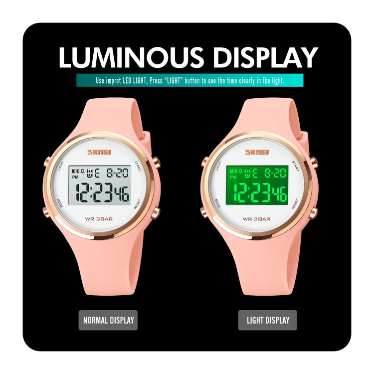 SKMEI 1720 Orologio elettronico con cinturino in silicone luminoso con display digitale a LED con quadrante rotondo