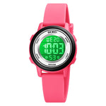 SKMEI 1721 Orologio elettronico con cinturino in silicone luminoso con display digitale a LED con quadrante rotondo triplicato