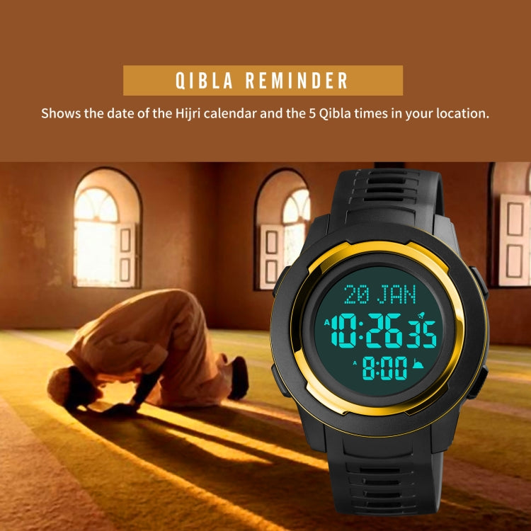 SKMEI 1729 Qibla Calendar Timing Orologio elettronico luminoso con display digitale a LED multifunzionale