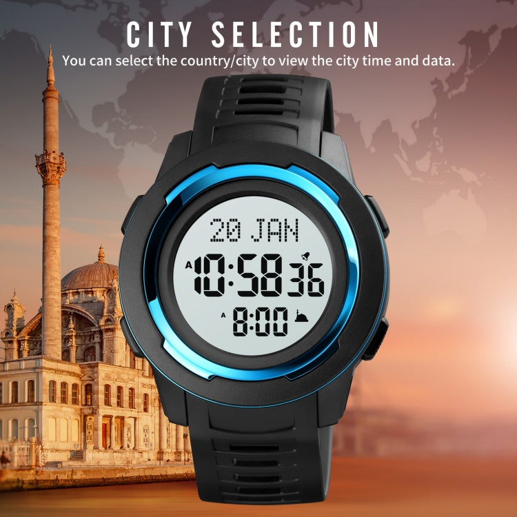 SKMEI 1729 Qibla Calendar Timing Orologio elettronico luminoso con display digitale a LED multifunzionale