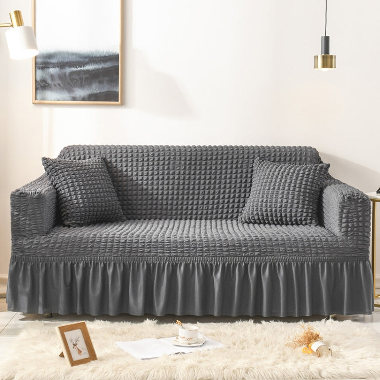 Copridivano in stile gonna a copertura totale elasticizzata per soggiorno, dimensioni: matrimoniale M 145-185 cm
