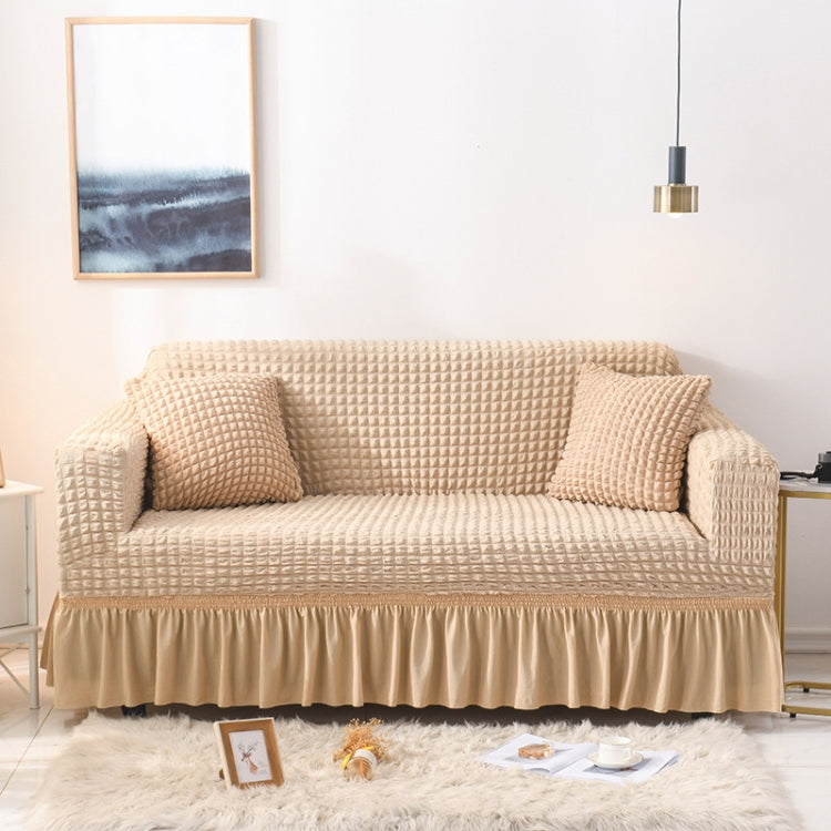 Copridivano in stile gonna a copertura totale elasticizzata per soggiorno, dimensioni: matrimoniale M 145-185 cm