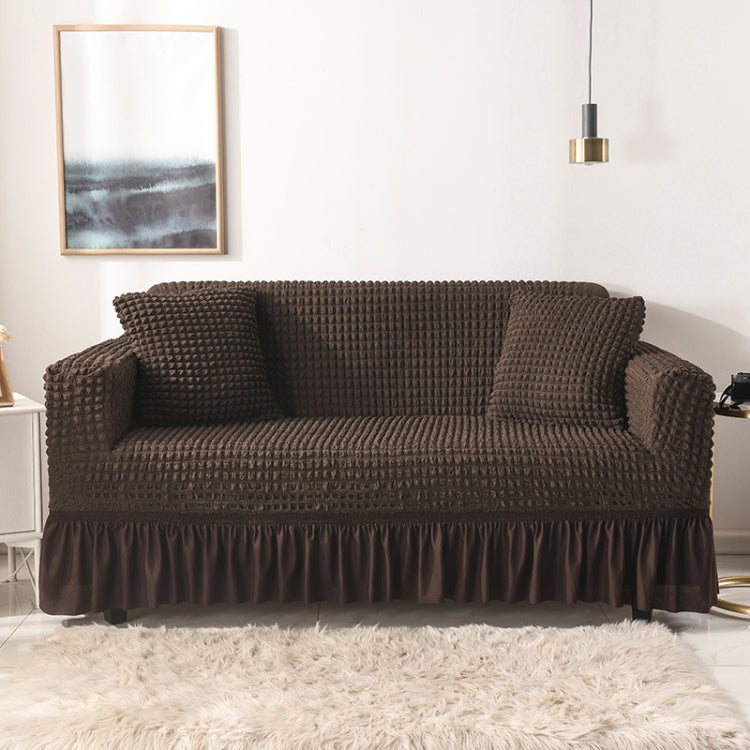 Copridivano in stile gonna a copertura totale elasticizzata per soggiorno, dimensioni: matrimoniale M 145-185 cm