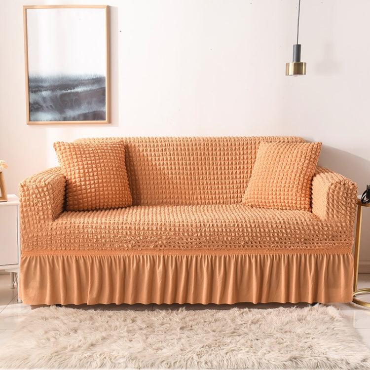 Copridivano in stile gonna a copertura totale elasticizzata per soggiorno, dimensioni: matrimoniale M 145-185 cm