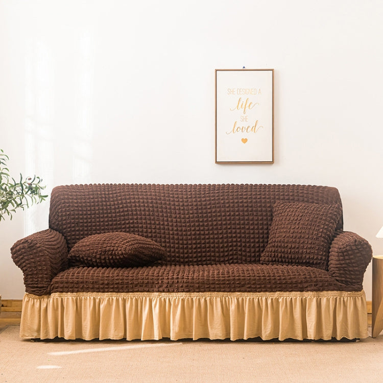 Copridivano in stile gonna a copertura totale elasticizzata per soggiorno, dimensioni: matrimoniale M 145-185 cm
