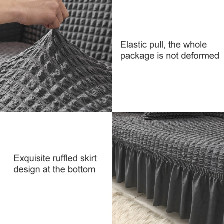 Copridivano in stile gonna a copertura totale elasticizzata per soggiorno, dimensioni: matrimoniale M 145-185 cm
