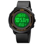 SKMEI 1736 Orologio elettronico luminoso con display digitale a LED con quadrante rotondo triplicato