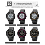 SKMEI 1736 Orologio elettronico luminoso con display digitale a LED con quadrante rotondo triplicato