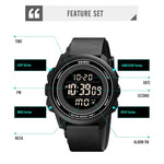 SKMEI 1736 Orologio elettronico luminoso con display digitale a LED con quadrante rotondo triplicato