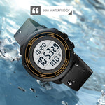 SKMEI 1736 Orologio elettronico luminoso con display digitale a LED con quadrante rotondo triplicato