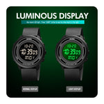 SKMEI 1736 Orologio elettronico luminoso con display digitale a LED con quadrante rotondo triplicato