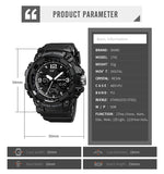 SKMEI 1742 Orologio elettronico da uomo sportivo antiurto con display digitale a LED a quattro schermi