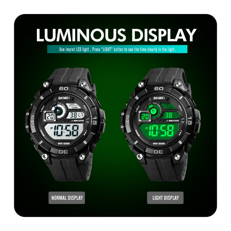 SKMEI 1756 Dual Time Countdown Alarm Clock Men Sports Orologio elettronico luminoso