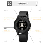 SKMEI 1758 Orologio elettronico con cinturino in silicone luminoso con display digitale a LED multifunzionale