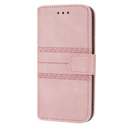 Custodia in pelle a vibrazione orizzontale in PU + TPU con fibbia magnetica a righe in rilievo con supporto e slot per schede e portafoglio e cornice per foto e imbracatura, For iPhone 8 / 7 / 6, For iPhone 8 Plus / 7 Plus / 6 Plus