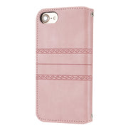 Custodia in pelle a vibrazione orizzontale in PU + TPU con fibbia magnetica a righe in rilievo con supporto e slot per schede e portafoglio e cornice per foto e imbracatura, For iPhone 8 / 7 / 6, For iPhone 8 Plus / 7 Plus / 6 Plus