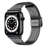 Cinturino di ricambio in acciaio con doppia fibbia di sicurezza a sette sfere per Apple Watch Series, 7 41mm / 6 & SE & 5 & 4 40mm / 3 & 2 & 1 38mm, 7 45mm / 6 & SE & 5 & 4 44mm / 3 & 2 & 1 42mm
