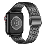 Cinturino di ricambio in acciaio con doppia fibbia di sicurezza a sette sfere per Apple Watch Series, 7 41mm / 6 & SE & 5 & 4 40mm / 3 & 2 & 1 38mm, 7 45mm / 6 & SE & 5 & 4 44mm / 3 & 2 & 1 42mm