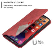 Custodia in pelle magnetica a rotazione orizzontale con struttura a rombo con supporto e slot per schede, For iPhone 13 mini, For iPhone 13, For iPhone 13 Pro, For iPhone 13 Pro Max