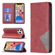 Custodia in pelle magnetica a rotazione orizzontale con struttura a rombo con supporto e slot per schede, For iPhone 13 mini, For iPhone 13, For iPhone 13 Pro, For iPhone 13 Pro Max