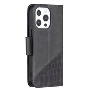 Custodia in pelle sintetica a vibrazione orizzontale con trama in coccodrillo abbinata con portafoglio, supporto e slot per carte, For iPhone 13 mini, For iPhone 13, For iPhone 13 Pro, For iPhone 13 Pro Max