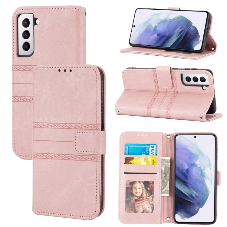 Custodia in pelle a vibrazione orizzontale in PU + TPU con fibbia magnetica a righe in rilievo con supporto e slot per schede e portafoglio e cornice per foto e imbracatura, For Samsung Galaxy S20 FE 5G, For Samsung Galaxy S21 5G                       ...