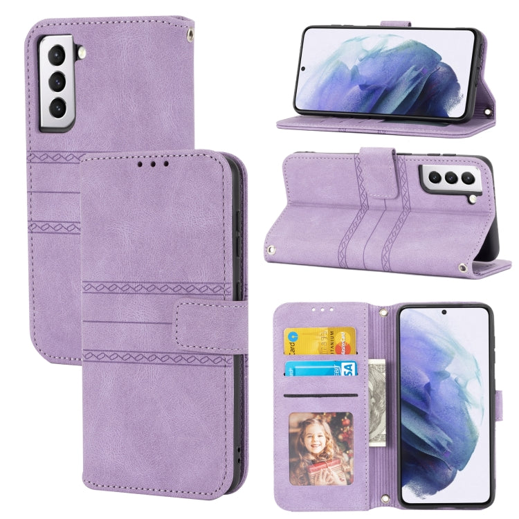 Custodia in pelle a vibrazione orizzontale in PU + TPU con fibbia magnetica a righe in rilievo con supporto e slot per schede e portafoglio e cornice per foto e imbracatura, For Samsung Galaxy S20 FE 5G, For Samsung Galaxy S21 5G                       ...