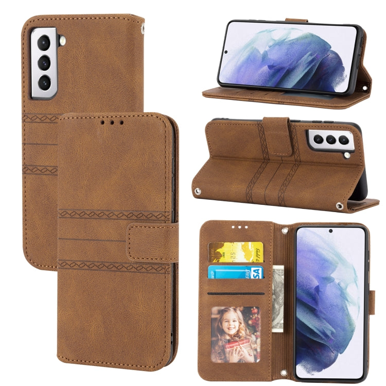 Custodia in pelle a vibrazione orizzontale in PU + TPU con fibbia magnetica a righe in rilievo con supporto e slot per schede e portafoglio e cornice per foto e imbracatura, For Samsung Galaxy S20 FE 5G, For Samsung Galaxy S21 5G                       ...