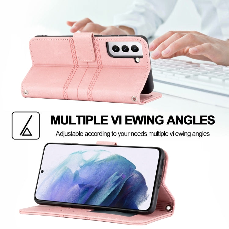 Custodia in pelle a vibrazione orizzontale in PU + TPU con fibbia magnetica a righe in rilievo con supporto e slot per schede e portafoglio e cornice per foto e imbracatura, For Samsung Galaxy S21 FE, For Samsung Galaxy A02s 164mm                      ...