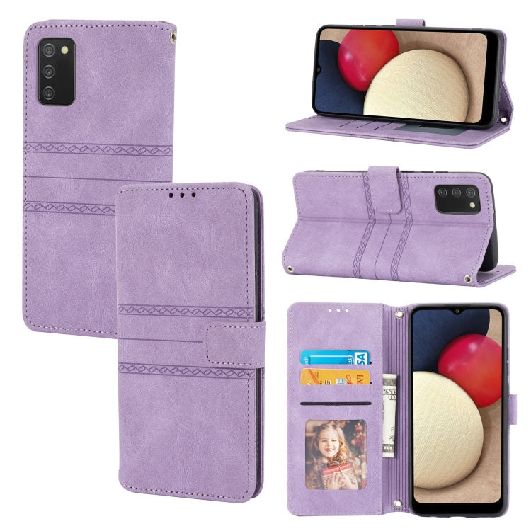 Custodia in pelle a vibrazione orizzontale in PU + TPU con fibbia magnetica a righe in rilievo con supporto e slot per schede e portafoglio e cornice per foto e imbracatura, For Samsung Galaxy S21 FE, For Samsung Galaxy A02s 164mm                      ...